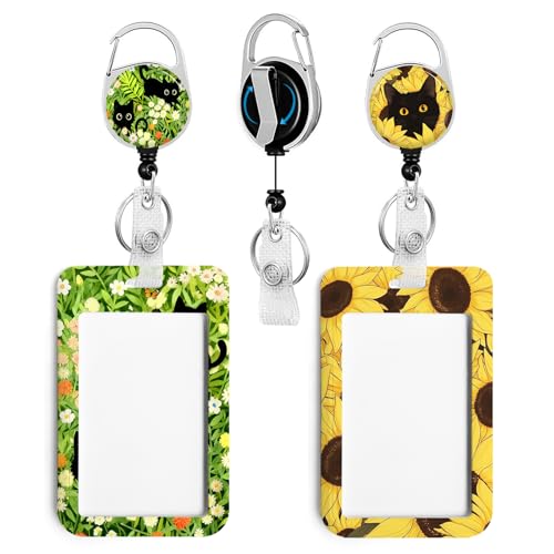 2 Pack Cute Cat ID Badge Holder with Clip Badge Reels - color: 2 Pack-cute Cat