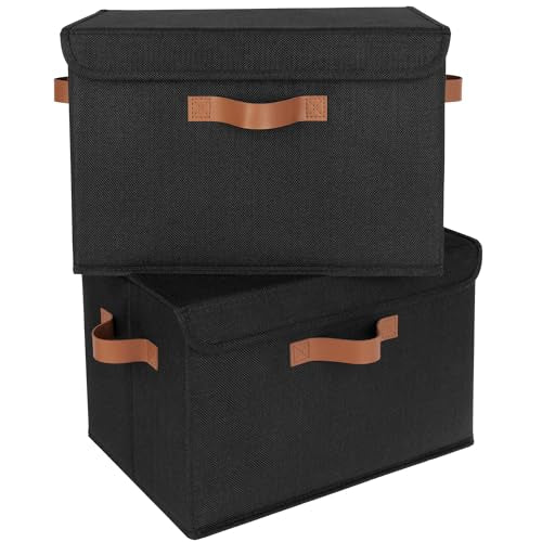 GRANNY SAYS Memory Keepsake Storage Box, Fabric Storage Bins with Lids - color: Black, size: Large