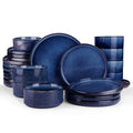 Famiware Star Stoneware Dinnerware Sets for 8, Reactive Glaze Plates, Bowls - color: Nebulas Blue