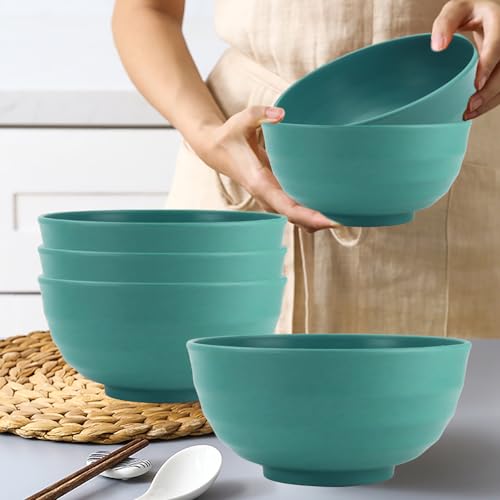 Large Plastic Bowls 60oz, Unbreakable Popcorn Bowls Set of 6(Green) - color: Green, size: 60 Oz