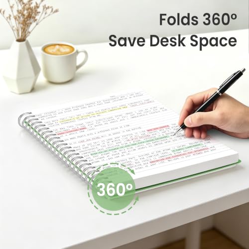 EMSHOI Lined Spiral Journal Notebook, 300 Pages, A4 Size (8.2'' x 11.2'') - color: Green, size: A4