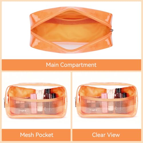 WLLWOO 2pcs Clear Makeup Bag Mini Cosmetic Pouch Travel Toiletry Organizer - color: 2pcs-Orange