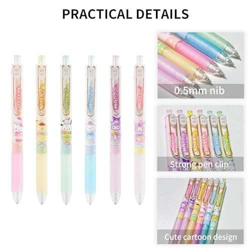 6 Pcs Mechanical Pencils with 5 Pcs Retractable Eraser, Cute Eraser Pencil, Cartoon Creative Stationery Supplies for Girls
