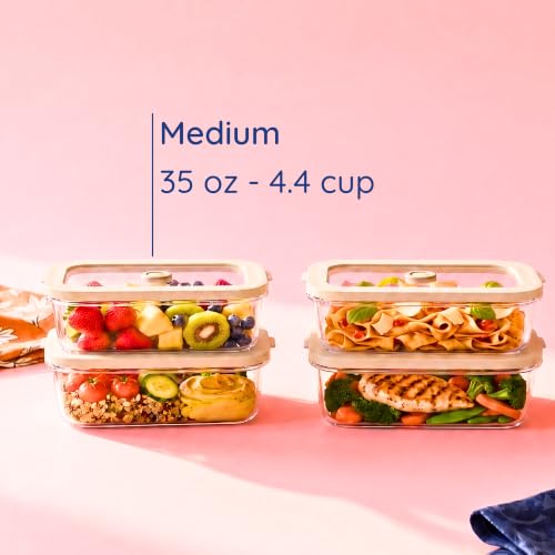 Non-Toxic Glass Food Containers with Lids, 4-Pack, 35 oz, Airtight, Beige - color: Beige, size: 35 Oz