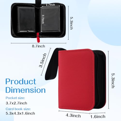 1 Pocket Card Binder – Collectible Trading Card Album, Single Card Holder with 20 Pages, Holds 40 Cards, Side-Loading Mini Binder for TCG, MTG, Sports, Baseball, Football, Small Sports Card Book,Red - color: Red