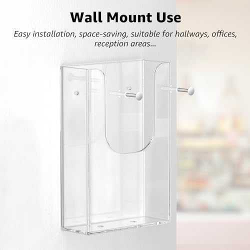 MaxGear Acrylic Brochure Holder Wall Mount, 4 Inch Wide, 3 Pack - size: 4"x9"