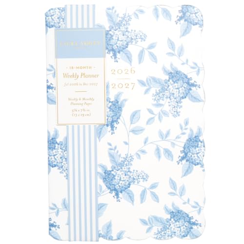Laura Ashley Academic Planner Hardcover Agenda Jul 2026-Dec 2027, 6"x8" - color: White Blue Floral