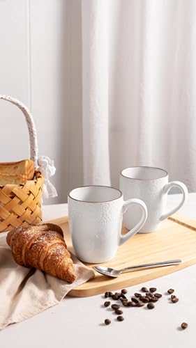 famiware Eden Coffee Mugs Sets of 4, 12 oz Ceramic Stoneware Mug Cup Set - color: White Floral, size: 4pcs