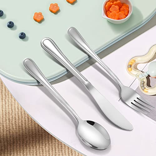 LIANYU 12-Piece Kids Silverware Set, Stainless Steel Toddler Utensils Set - color: Silver