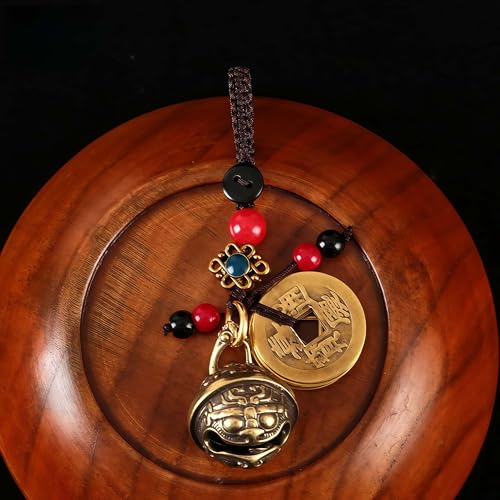 Traditional Feng Shui Good Chinese Lucky Charm Brass Keychain - style: Pixiu Bell