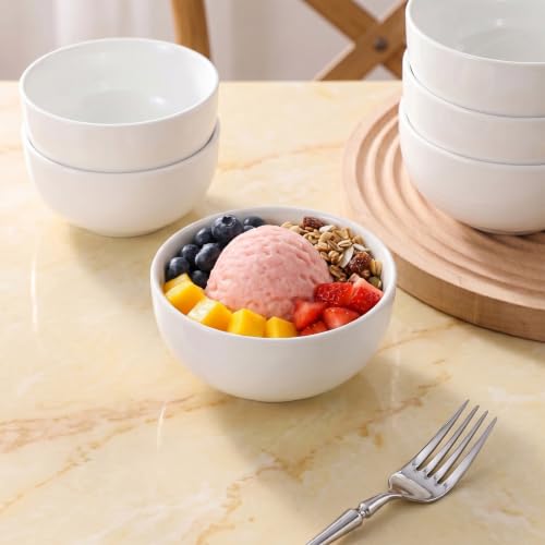 10 oz White Dessert Bowls, Small Ceramic Bowls Set of 6, 4.5 in Cute Bowls - size: 4.5 Inches, 10 Ounces