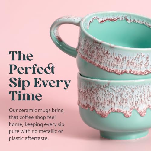 NOVA CERAMICS Mint Green Coffee Mug - 16 oz Ceramic Mug - Nebula - color: Nebula