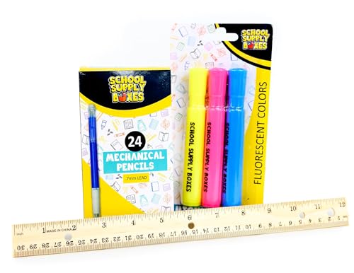 School Supply Boxes | 17" (Black or Clear) Backpack Bundle for (Elementary, Intermediate, or High School) - color: Clear, style: High School Case (6 Pack)