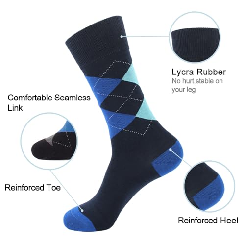Feetalk Odor Resistant Dress Socks for Men Cotton Business Crew Socks Patterned Socks Funny - color: 5, size: 6-8.5