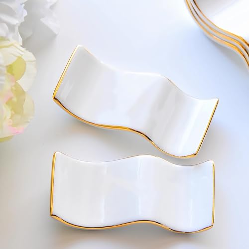 Ceramic Chopsticks Rest Rack Set of 6pcs,Chinese Style Dinner Spoon Stand Knife Fork Holder Porcelain Chopsticks Stand