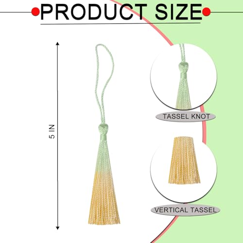 50Pcs 5 Inch Bulk Bookmark Tassel Kit for Graduation, Keychain(Green Beige) - color: Green&beige