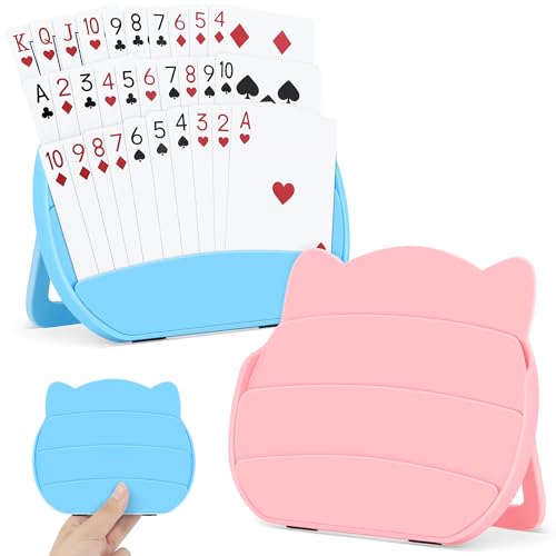 Card Holders for Playing Cards, 2 Pack Playing Card Holder (Blue & Pink) - color: Blue & Pink