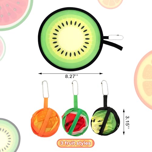 Quacc 3 PCS Round Foldable Hand Fans, Fruit Style Handheld Folding Fan