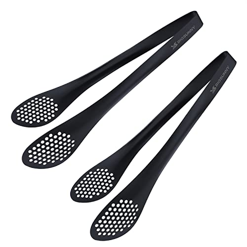 MSY BIGSUNNY Stainless Steel Buffet Tongs - Heavy Duty Kitchen Food Tong for Cooking and Serving (Black - 11" Serving Tongs) - color: Black - 11" Serving Tongs