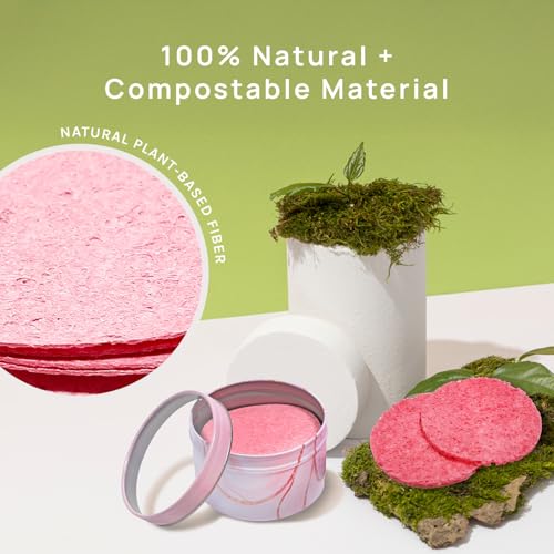 AOA Studio 50-Count Compressed Facial Sponges 100% Natural Cosmetic Spa Sponges for Facial Cleansing, Exfoliating Mask, Remove for Makeup, Dead Skin, and Dirt (50 counts, Pink) - color: Pink, size: 1 Count (Pack of 50)