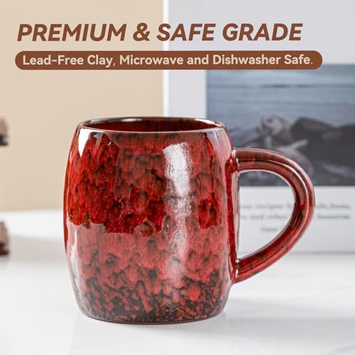 Crimson Ember Ceramic Mug, 21oz Reactive Glaze Coffee Mug, Gift for Him - color: 21OZ - Crimson Ember · POWER
