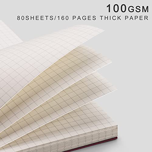 EMSHOI Graph Grid Journal Notebook, 4 Pack, 640 Pages, A5 (5.7" x 8.2") - color: Brown Red Green Blue, style: A5-Graph