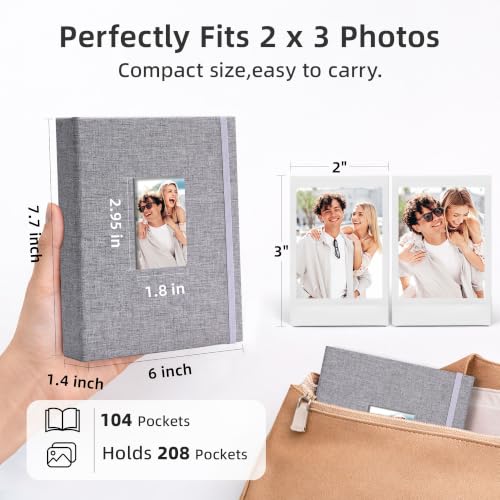 Vienrose Mini Polaroid Photo Album 208 Photos 2x3 Inch Grey 1 PACK - color: Grey, size: 1 PACK
