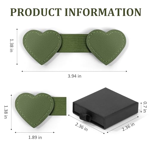 2Pcs Magnetic Leather Bookmarks with Pen Holder Gift Box, Heart-Shaped Magnetic Book Marks for Book Lover Readers Cute Leather Bookmark for Women Girls (Dark Green) - color: Dark Green