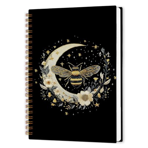 nvucamd Witchy Bee Themed Spiral Notebook, Gothic Bumble Bees Floral Journal Notebook, Witchy Bee Journaling Notebooks for Women, Gothic Bumble Bees Gifts Office Supplies, 5.5x8.3Inch - color: bee floral