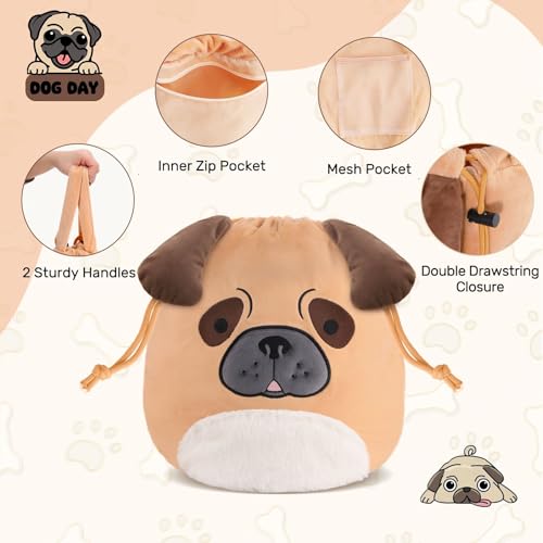 Funny Dog Drawstring Makeup Bag, Large Travel Toiletry Cosmetic Organizer - color: A-Dog-01