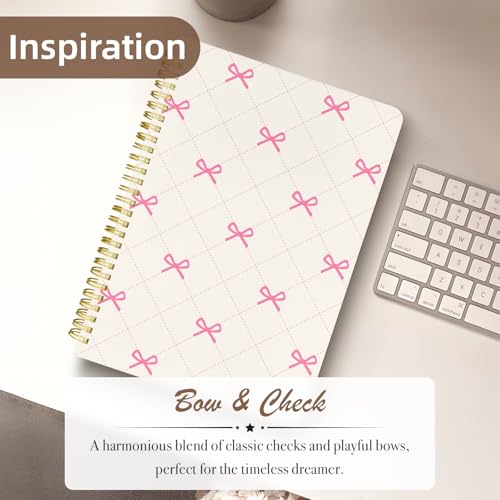 Cute Spiral Notebook Lined Journal B5 Note Book with Pocket, Bow - color: Small Bow