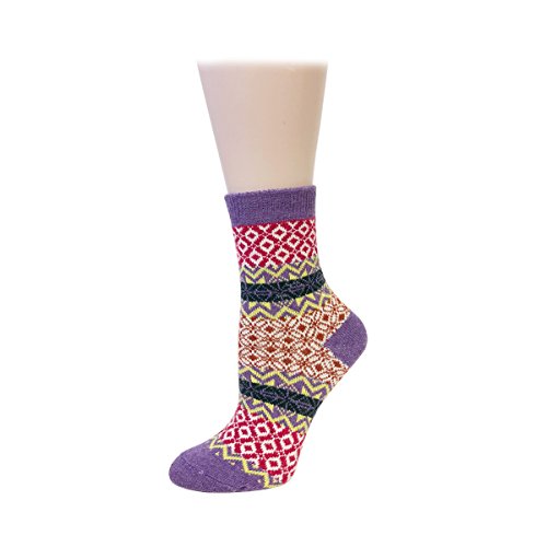 Bowbear Women’s 5-Pair Vintage Pattern Wool Socks - color: Colorful Weave, size: 9-11