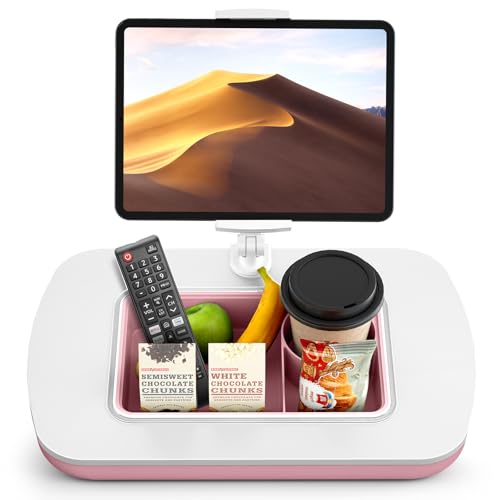 ERGONOV Tablet Pillow Stand for Lap with Snack Bowl and 360° Rotating Arm - color: Pink