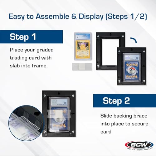 BCW Interlocking Graded Card Frames - Black - Pack of 4 | Interlocking Frames Ideal for Collectibles, Trading Cards, and Memorabilia | Wall Display Frame - style: 4 Pack