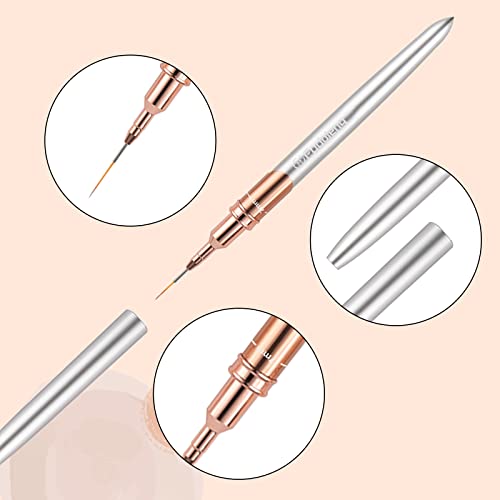 Liner Brush for Nails, 6 Pcs Thin Nail Art Brushes - color: Silver-Gold