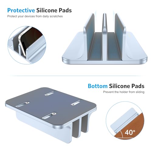 OMOTON Dual Vertical Desk Laptop Stand Holder, Fits MacBook Air, Sky Blue - color: Sky Blue