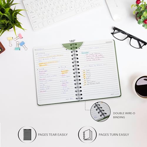 Nextnoid Lined Spiral Notebook Journal For Women & Men - A5(5.8" x 8.3") 170 Pages, Hardcover Notebooks for Work & Note Taking, College Ruled Journals for Writing - Green - color: b-Green