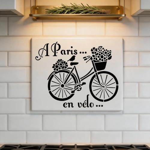 TIAMECH A4 Reusable Floral Bicycle Stencil for Painting - style: Flower Bicycle
