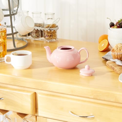 RSVP International Stoneware Teapot Collection, Microwave and Dishwasher Safe, 42 oz, Pink - color: Pink, size: 42 oz