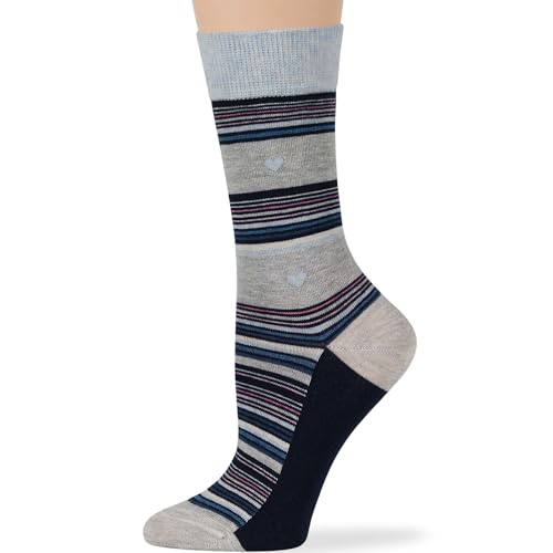 7BIGSTARS Women Cotton Crew Socks, Patterned 4 Pack, M 5-9 - L 8-12 - color: 03a - Dark Navy, Denim Blue, Light Navy, Grey, Pink (A55), size: 8-12