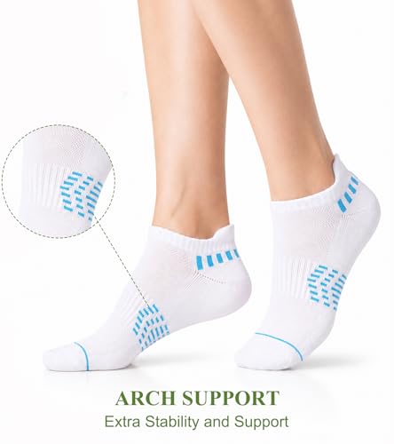 floconssy Ankle Socks for Women, Bamboo Viscose Cushioned Running Socks - color: 5 Pairs White, size: 6-9