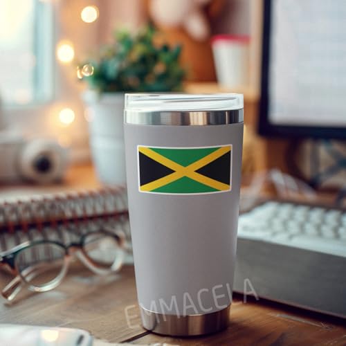 (3PCS) Jamaica Flag stickers, Countries Flag Stickers - Waterproof Vinyl Decals For Laptops, Tumblers, Water Bottles, Books, Scrapbooks, Size 3 x 1.6 Inch - color: Jamaica