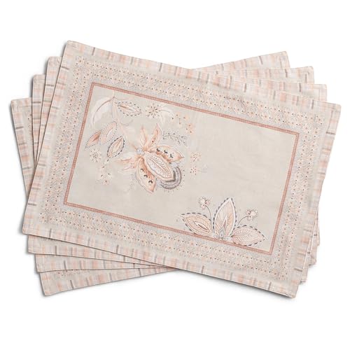 Maison d' Hermine Placemats Set of 4 Reusable 100% Combed Cotton (13"x19") - color: 020 - Society Florals, size: 13" X 19" (Pack of 4)