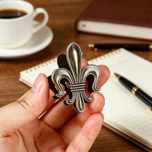 CRASPIRE 2Pcs Vintage Journal Clips Fleur De Lis Page Holder Antique Bronze - style: Fleur De Lis