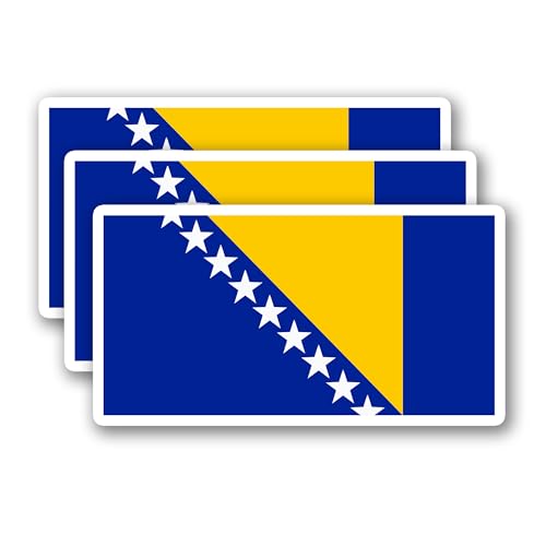(3Pcs) Bosnia and Herzegovina Flag Stickers, Bosnian Flag Sticker Decals - color: Bosnia and Herzegovina