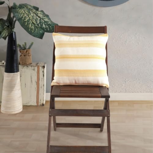 SOULMARK | 100% Turkish Cotton Decorative Pillow Covers | Mustard Yellow & Set of 2 | 18x18 | Hidden Zipper & Machine Washable | Soft & Woven Textured Euro Sham Covers for Sofa, Couch, Livingroom - color: Mustard Yellow, size: 18" x 18" (Pack of 2)