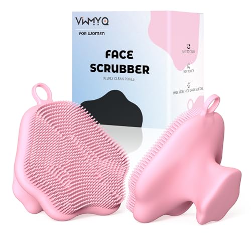 VWMYQ Silicone Face Scrubber - Exfoliating Face Scrubber for Women and Man, Gentle Facial Cleansing Brush Blackhead Acne Pore Pad Cradle Cap, Manual Soft Face Wash Brush for Deep Skin Care - color: Pink-mz