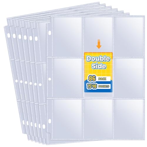 Fabmaker 1548 Pocket Double Side Trading Card Sleeves,9 Pocket Card Sleeves