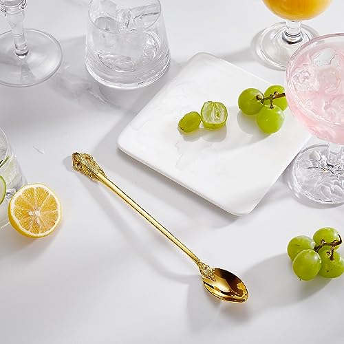 KEAWELL Luxurious 4-Piece 9-Inch Iced Tea Spoon Set (Gold) - color: Gold