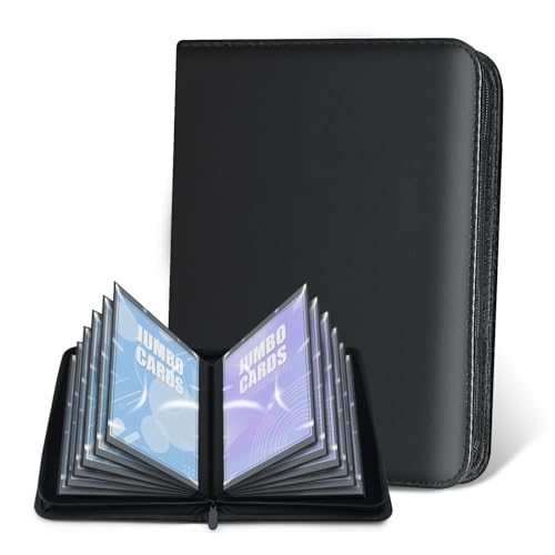 Jumbo Card Binder for PKM – WITHYU PU Leather Ringless Card Collection Binder with 60 Pockets, 5.4'' x 7.4''Card Holders Storage Album for Game Card (Black) - color: Black, size: 5.4x7.4